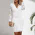 Elegant Ladies Wrap Bodycon Dress with Soft Lace Long Sleeves for Parties and Daily Wear